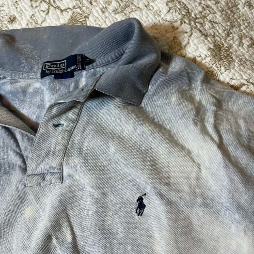 VTG Polo Ralph Lauren Men XL Blue Bleach Dye Upcycle Preppy Grunge Dad PNW Shirt
